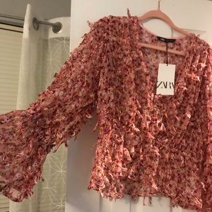 Zara crop floral shirt